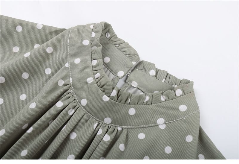 Polka Dot Print Half Turtleneck Butterfly Sleeve Dress in Dresses