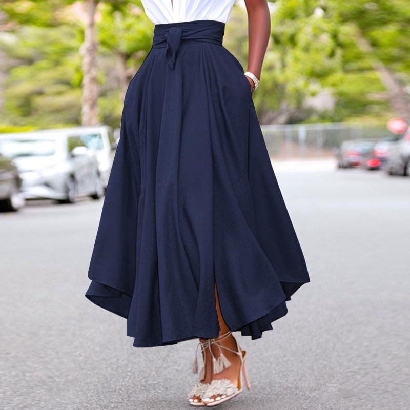 Irregular Zipper High Waist A Line Skirt in Skirts