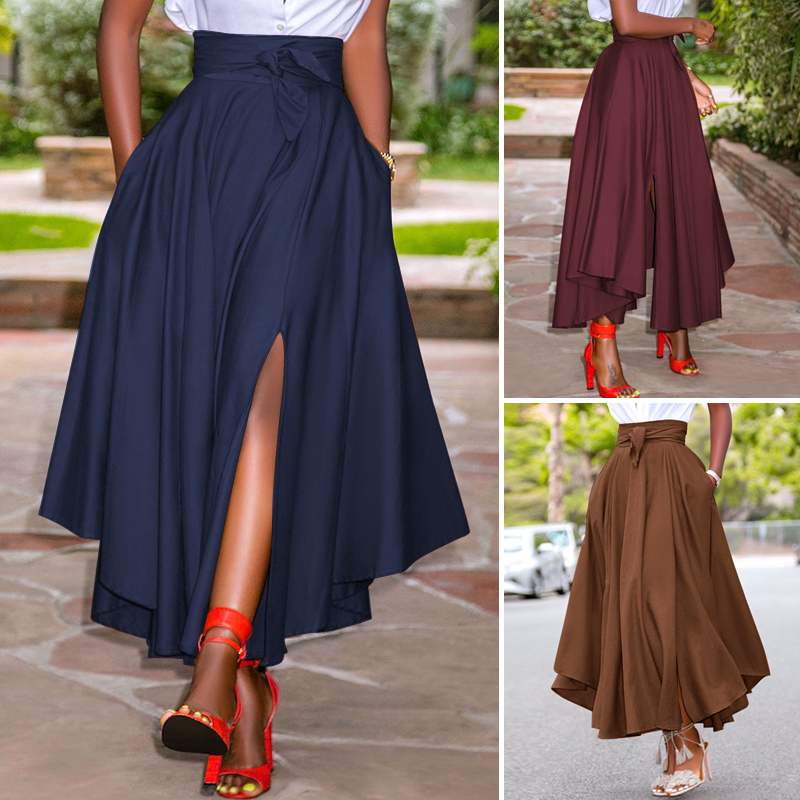 Irregular Zipper High Waist A Line Skirt in Skirts