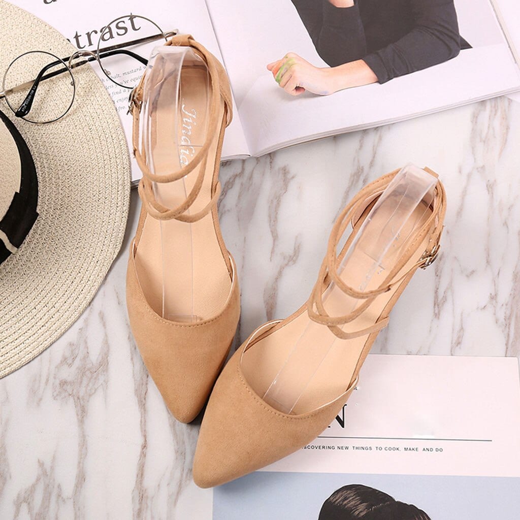 Casual Point Toe Buckle Strap Square Heel Sandals in Women's Sandals