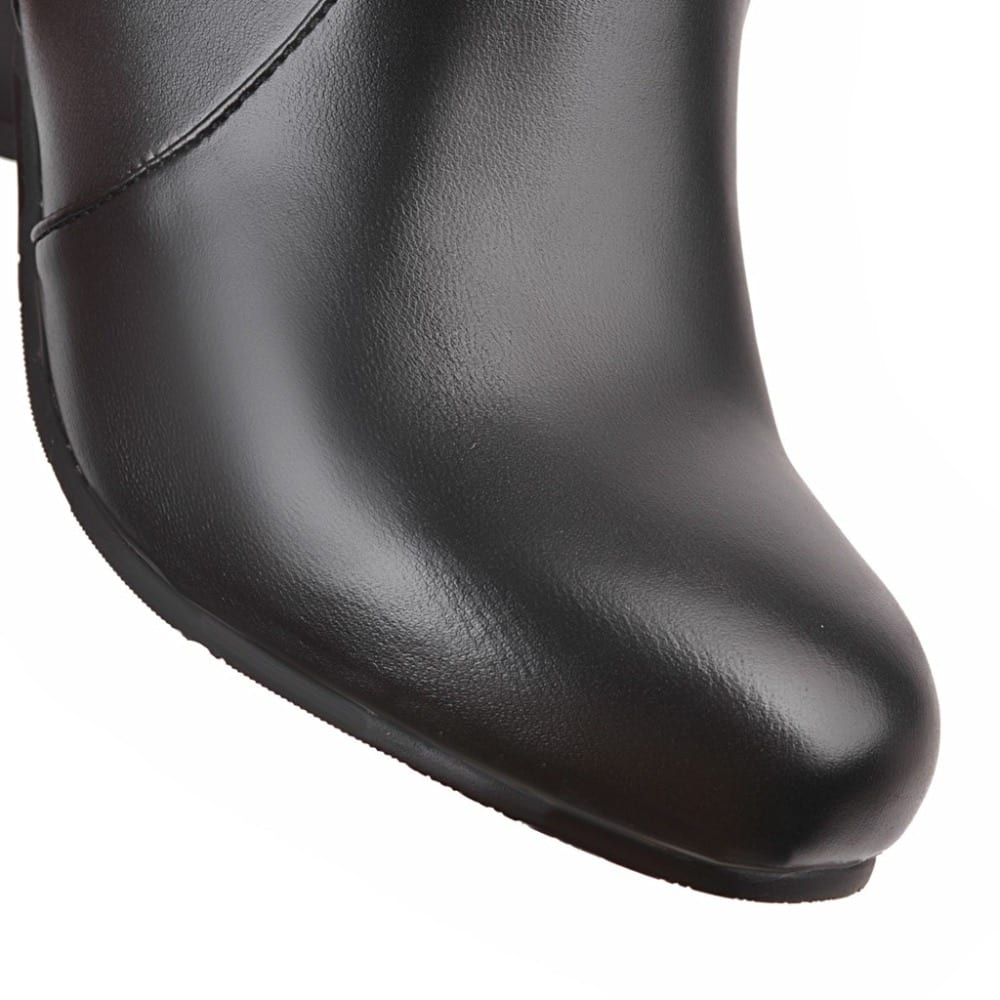 Round headtoe high heels zip boots | Uniqistic.com