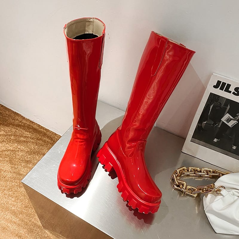 Wedges High Heels Platform Lace up Long Motorcycle Boots - Women's Boots - Uniqistic.com