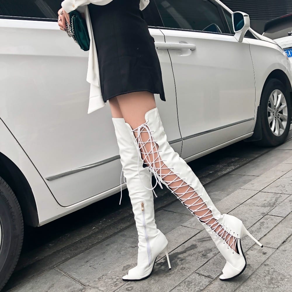 Sexy Knee High Hollow Out Summer Boots - Women's Boots - Uniqistic.com