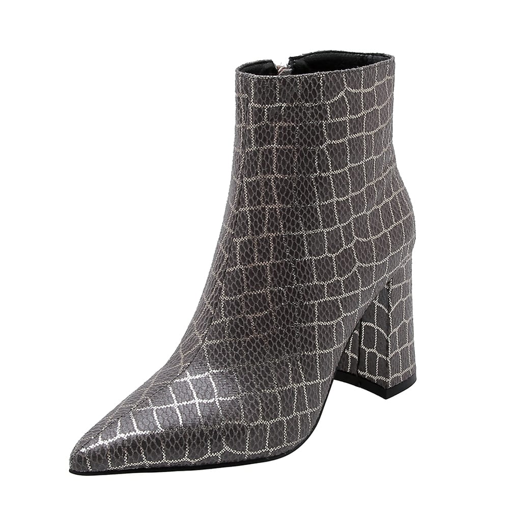 Snake pointed toe high heels ankle boots - Women's Boots - Uniqistic.com
