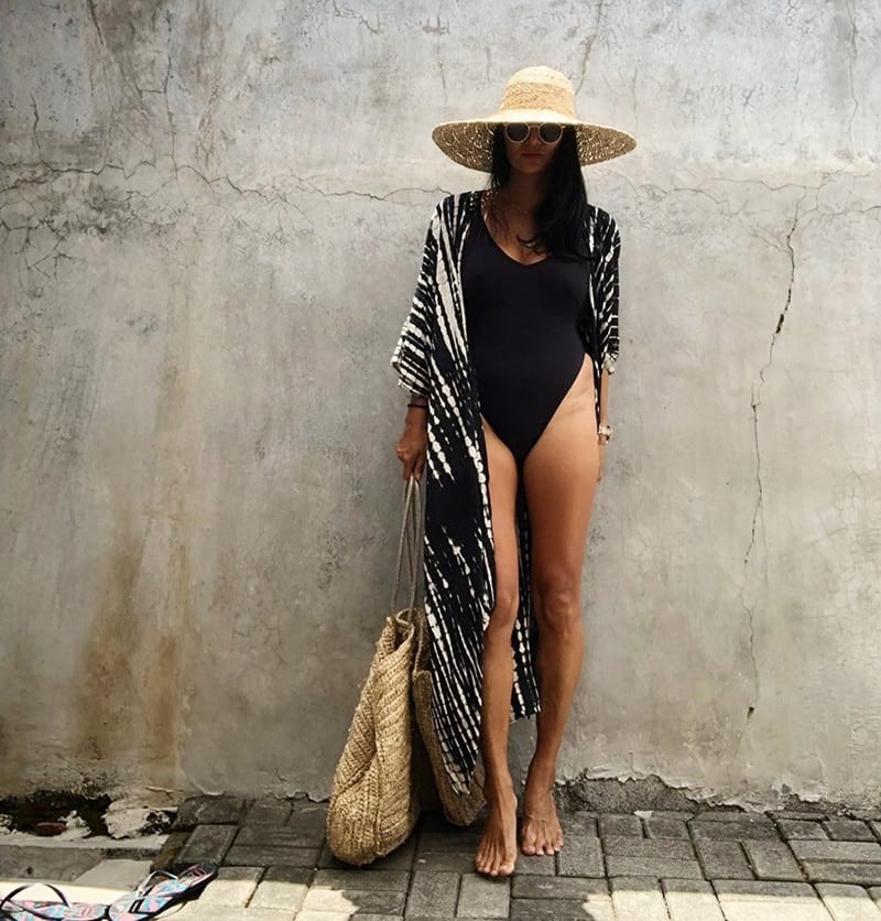 Halo Dyeing Beach Cover Up With Sashes Kimono in Swimsuits