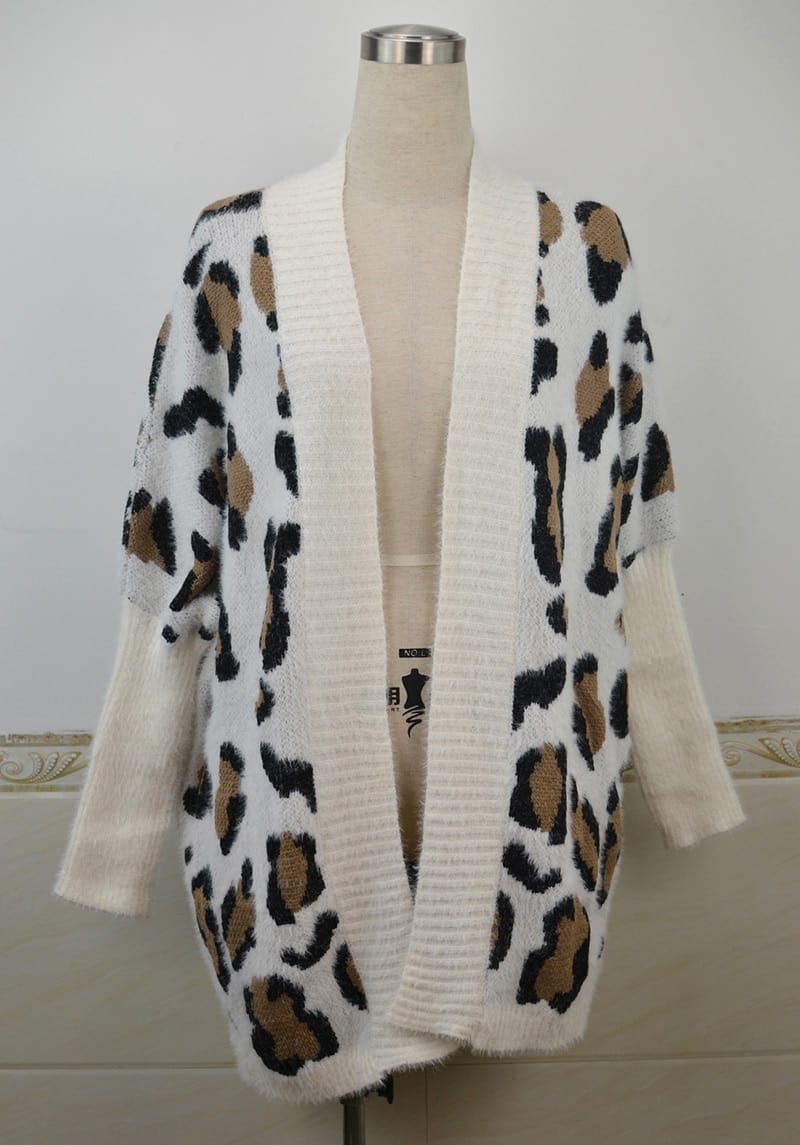 Fitshinling Fuzzy Leopard Long Cardigan in Sweaters