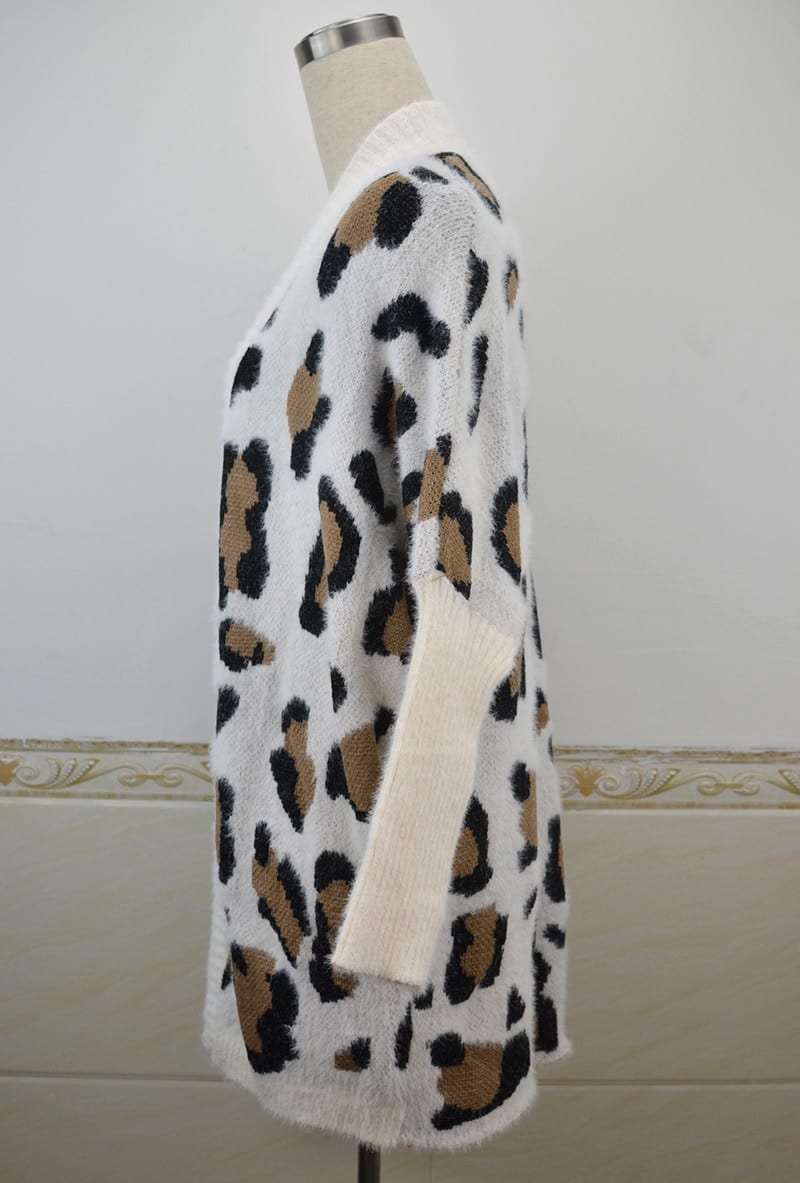 Fitshinling Fuzzy Leopard Long Cardigan - Sweaters - Uniqistic.com