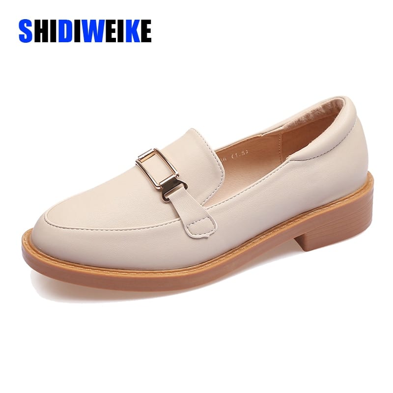 Retro loaferflate small leather light-mouthed shoes
