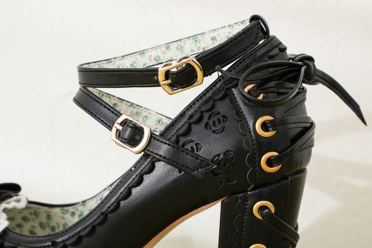 10cm High Heel Buckle Platform Cute Bow Lace Princess Lolita Shoes - Women's Pumps - Uniqistic.com