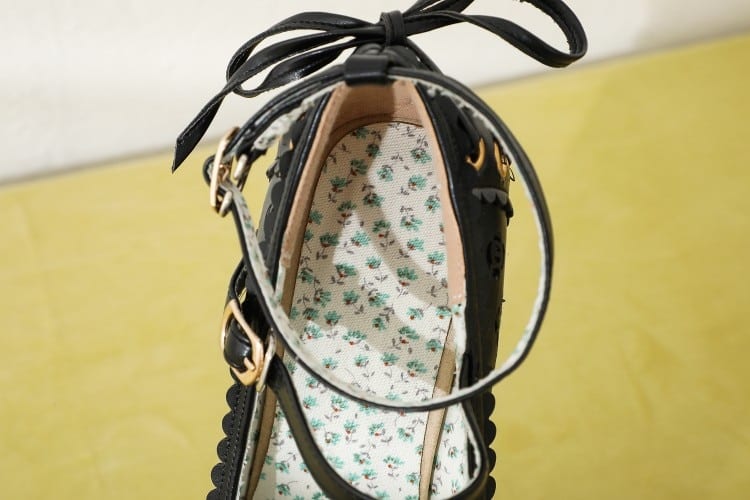 10cm High Heel Buckle Platform Cute Bow Lace Princess Lolita Shoes in Women's Pumps