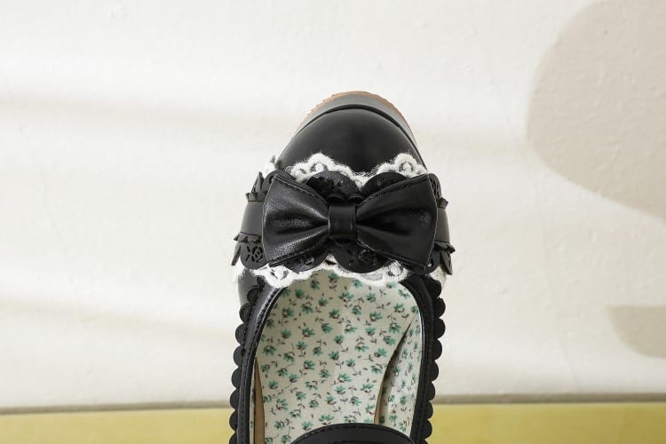 10cm high heel buckle platform cute bow lace princess lolita shoes