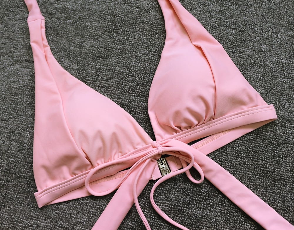 Pink High Waist Push Up Bandage Bikini - Swimsuits - Uniqistic.com
