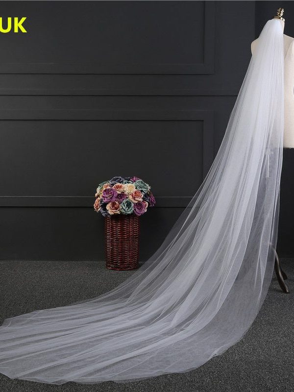Elegant 3 meters 2 layer white ivory bridal veil with comb