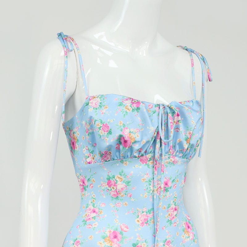 Flowery Maxi Dress With Floral Print - Dresses - Uniqistic.com