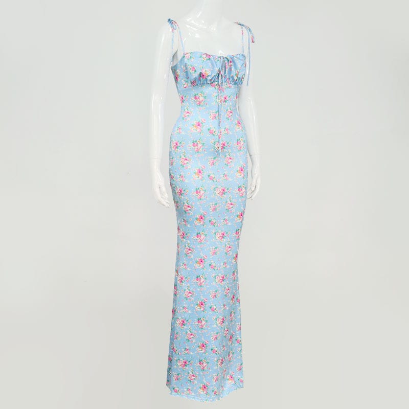 Flowery Maxi Dress With Floral Print - Dresses - Uniqistic.com