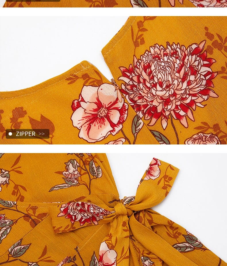 V Neck Flowery Short Sundresses - Dresses - Uniqistic.com