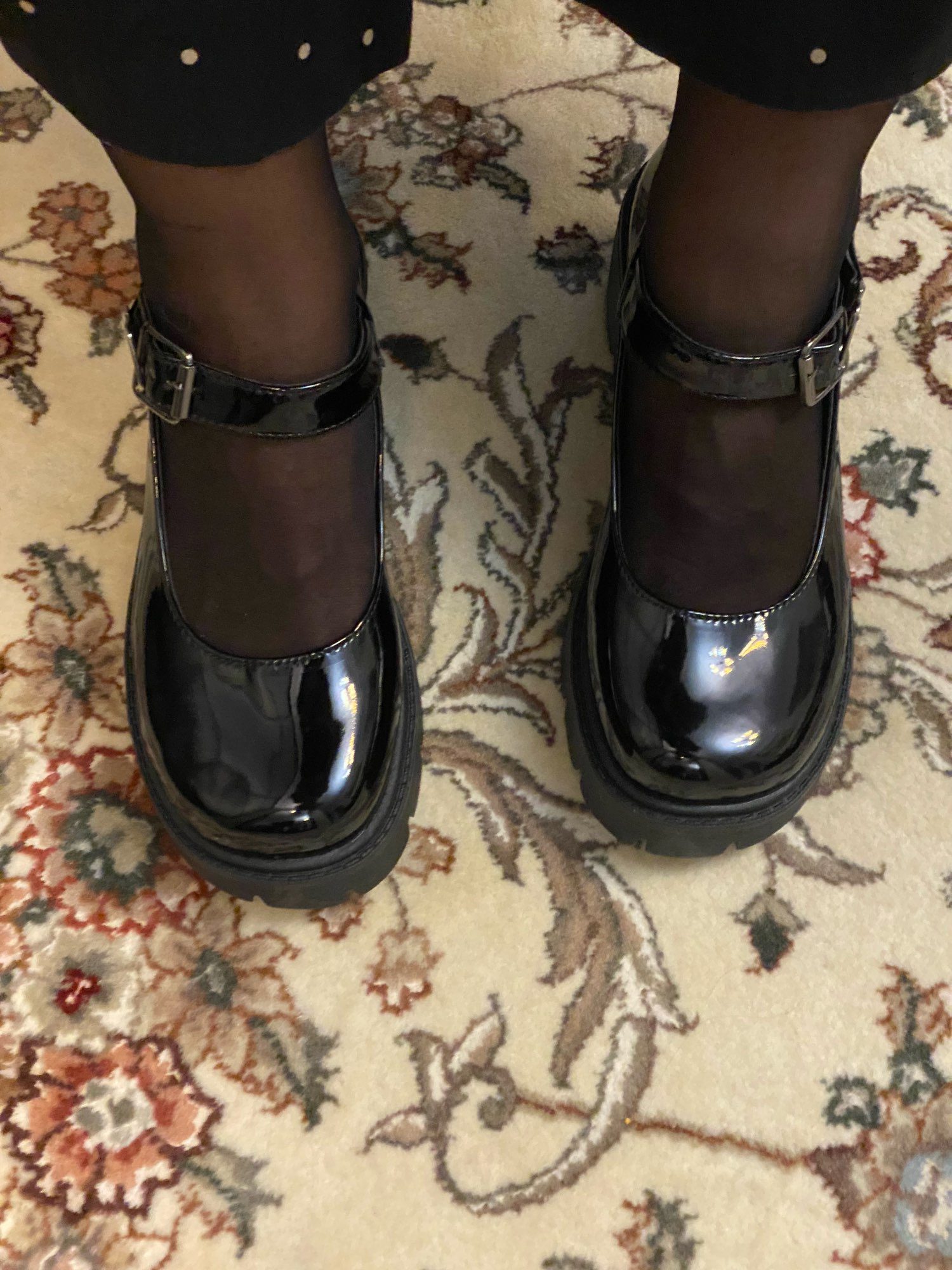 Black Women Leather Platform Round Toe High Heels Shoes Pumps ...