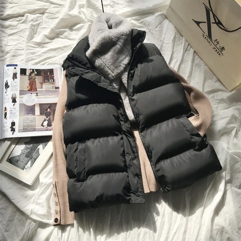 Winter Warm Cotton Padded Puffer Vests Sleeveless Parkas Jacket in Coats & Jackets