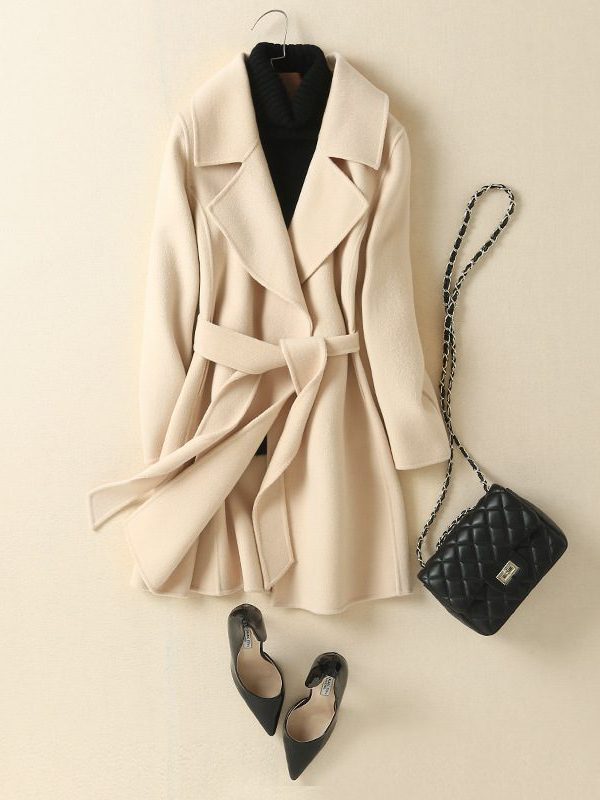 Lace-up Double-Sided Cashmere Wool Coat in Coats & Jackets
