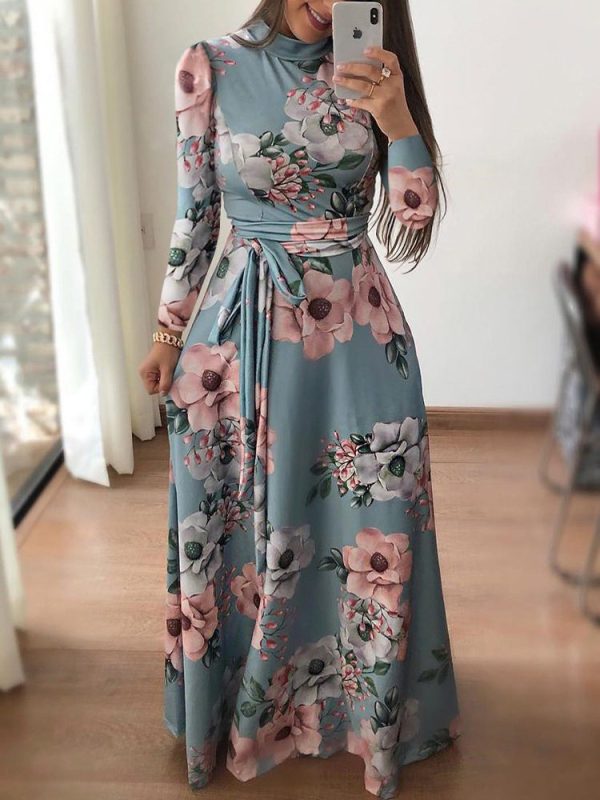 Casual Printed Lace up Maxi Dress - Dresses - Uniqistic.com