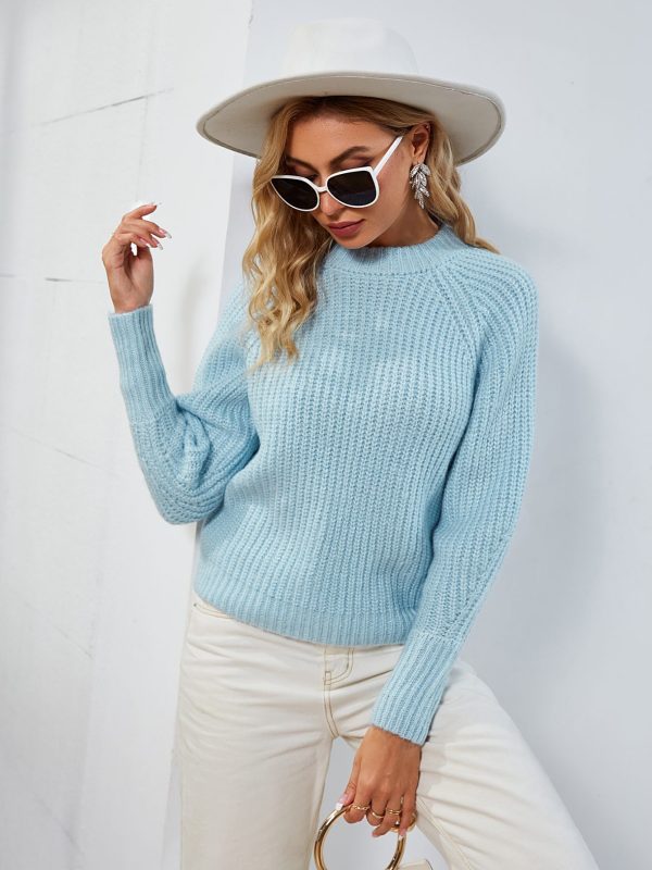 Office Lady Long Sleeve Skinny Blue Autumn Sweater - Sweaters - Uniqistic.com