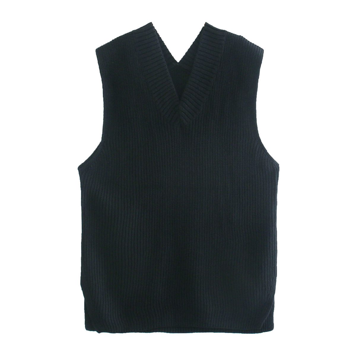 White Loose Split V-neck Sleeveless Knit Vest | Uniqistic.com