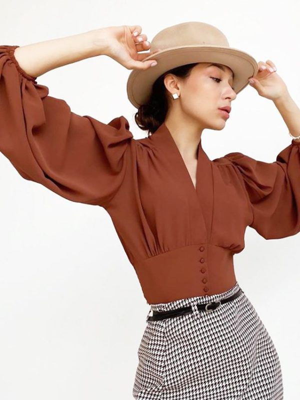 French Style V-neck Shirt in Blouses & Shirts