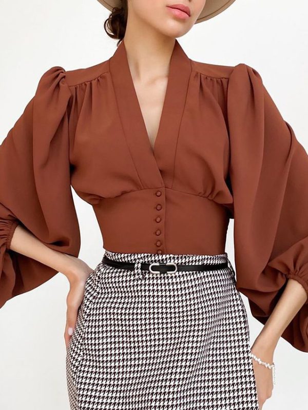 French Style V-neck Shirt in Blouses & Shirts