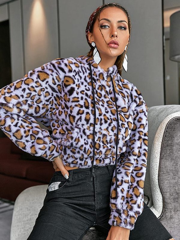 Leopard Printed Fake Fur Hoodedies Sweatshirt - Hoodies & Sweatshirts - Uniqistic.com