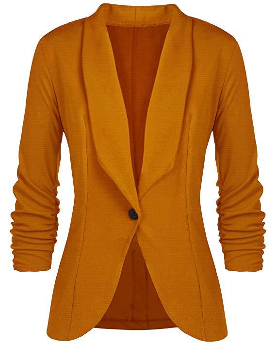 Pleated Sleeve Work Office Blazer - Coats & Jackets - Uniqistic.com