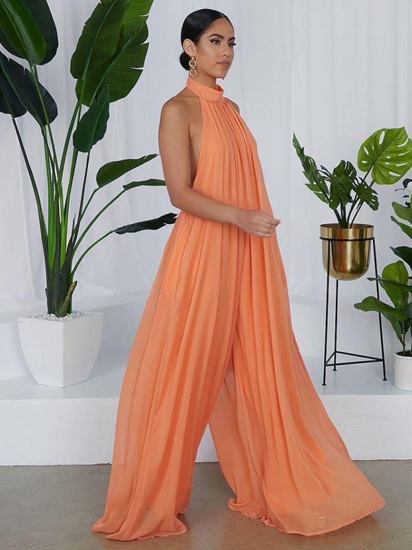 Sexy Mesh Loose Straight plus Size Jumpsuit in Jumpsuits & Rompers