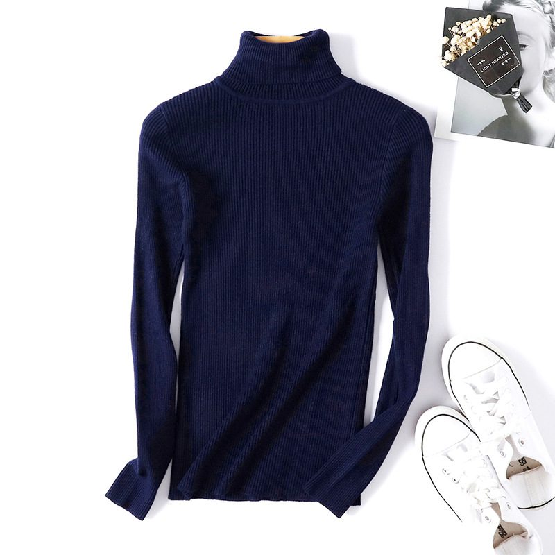 Long Sleeve Slim Fit Slimming Solid Color Korean Style Fresh Knitted Shirt - Blouses & Shirts - Uniqistic.com