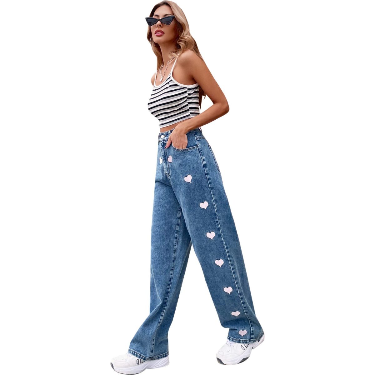 Loose Pattern Straight Mop Denim Trousers - Pants - Uniqistic.com
