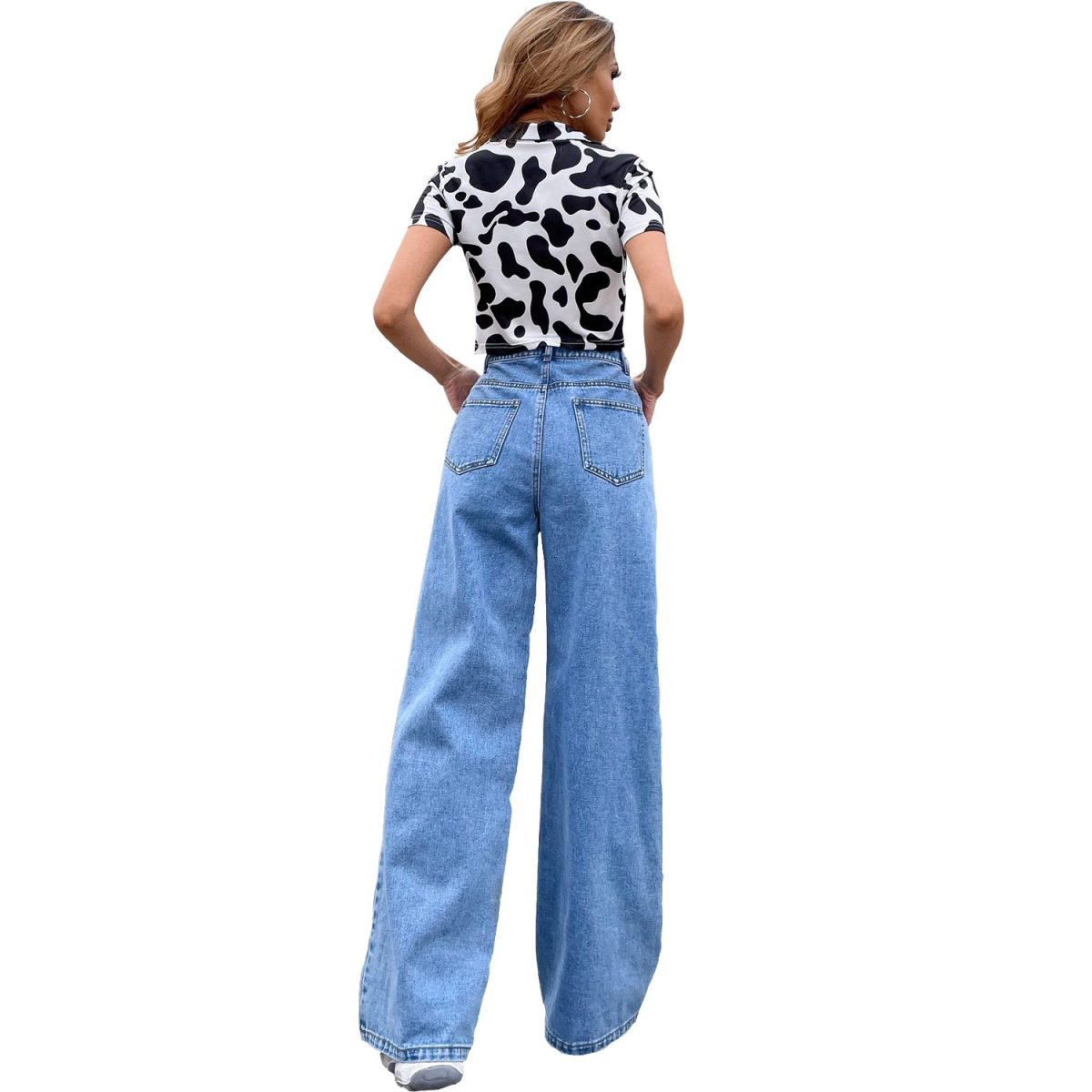 Large Pocket High Waist Casual Straight-Leg Denim Pants - Pants - Uniqistic.com