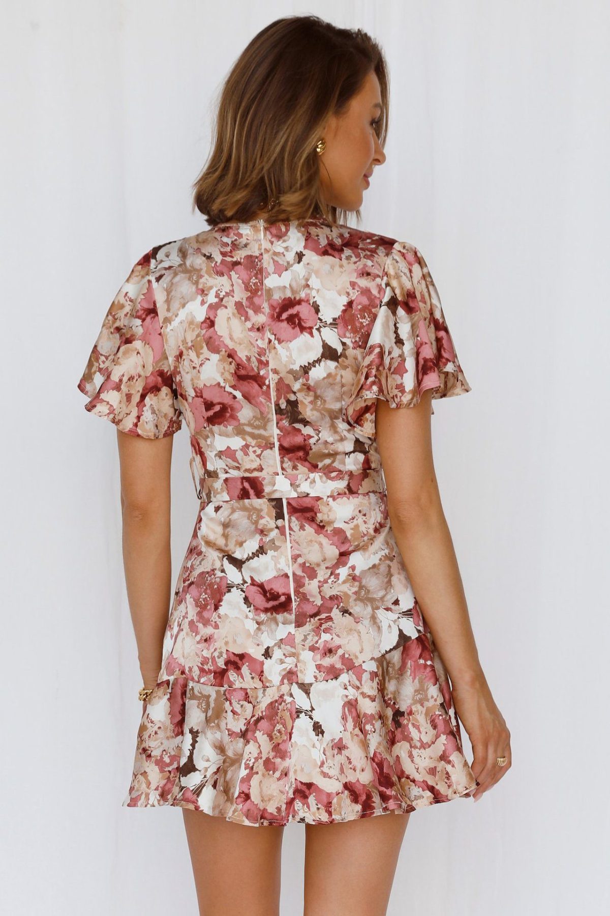 Summer pink printing temperament commute cotton high waist slip dress retro jumpsuit