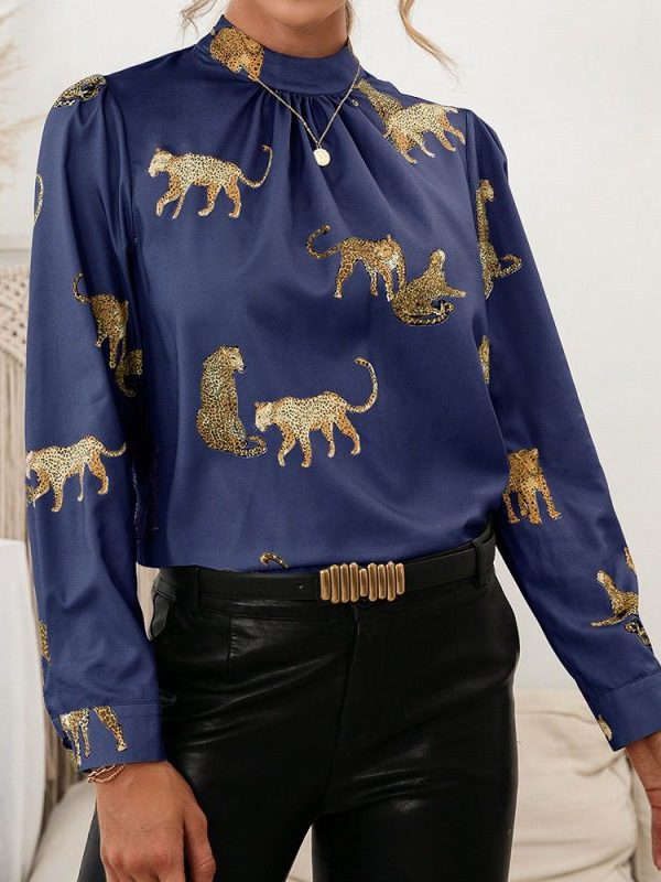 Leopard Printed Shirt Long Sleeve Pullover Shirt - Blouses & Shirts - Uniqistic.com
