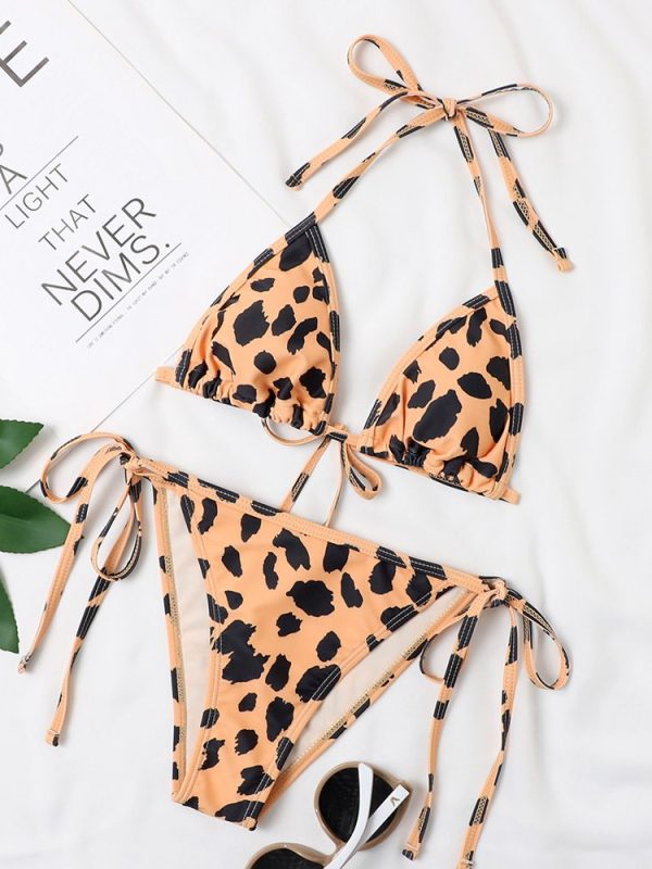 Leopard print outer single swimming suit