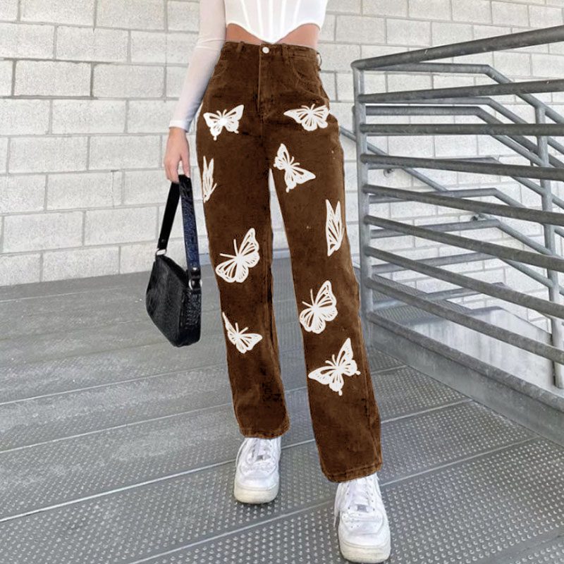 Butterfly Hot Printed Pattern Wide Leg Pants | Uniqistic.com