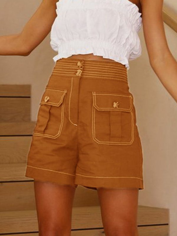 Casual loose a-line wide-leg shorts