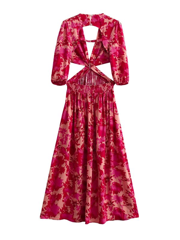 Printed Irregular Hollow-out Dress - Dresses - Uniqistic.com