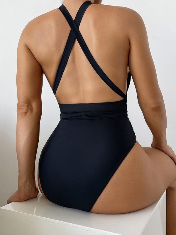 Solid bandage one piece swimsuit