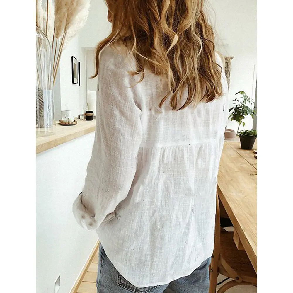 Button Loose Long Sleeve Oversized Shirt in Blouses & Shirts