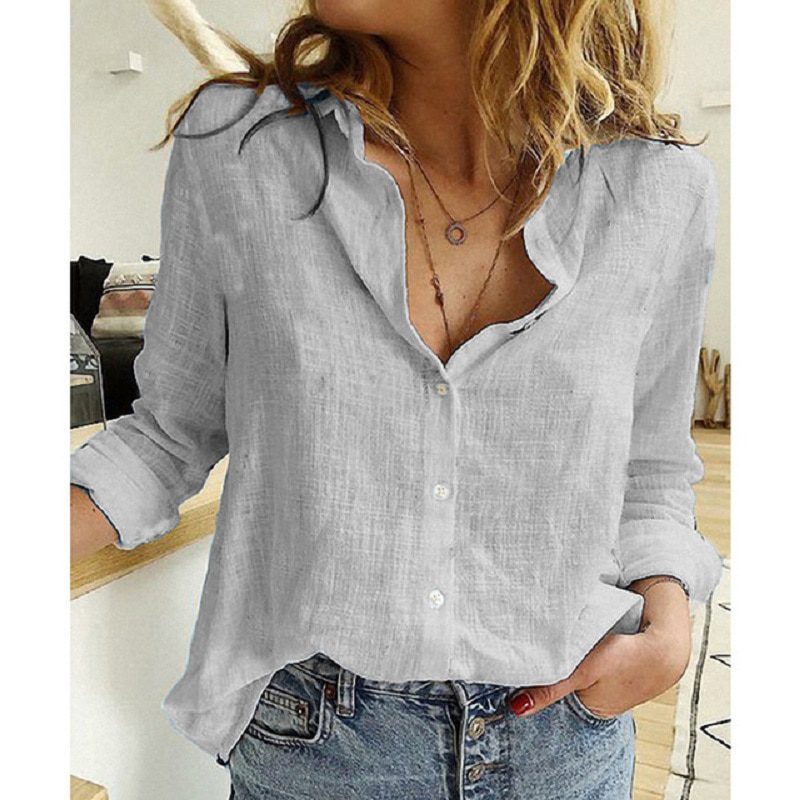 Button Loose Long Sleeve Oversized Shirt | Uniqistic.com