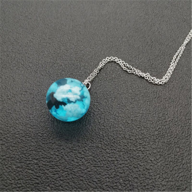Chic transparent resin rould ball moon pendant
