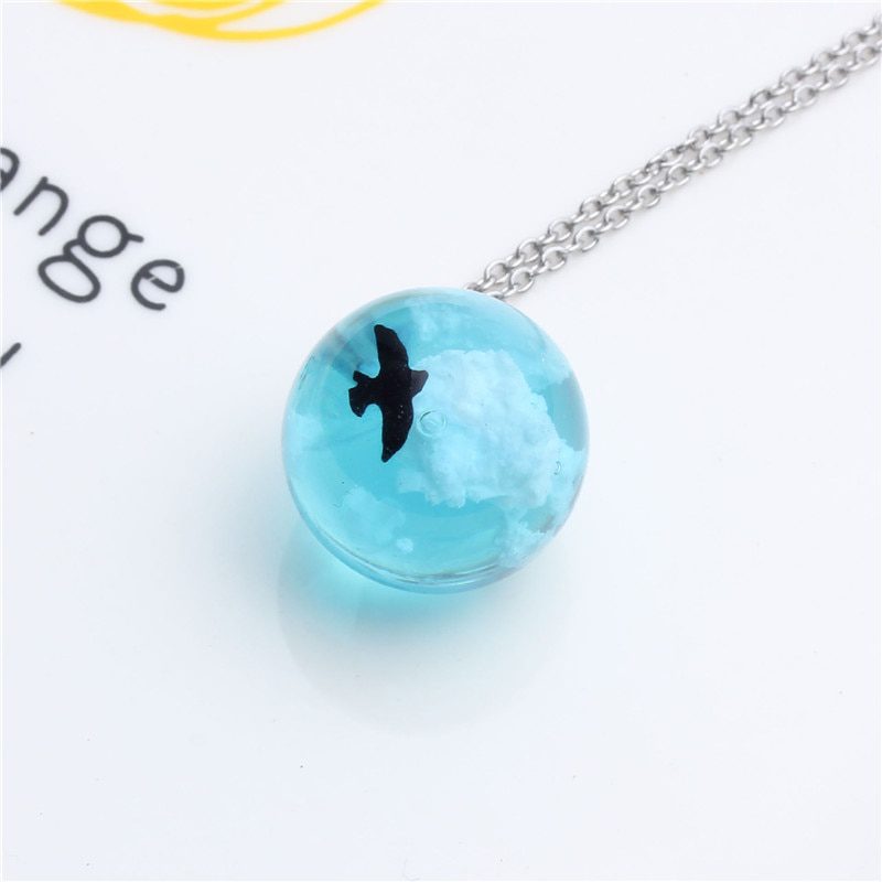 Chic Transparent Resin Rould Ball Moon Pendant in Necklaces