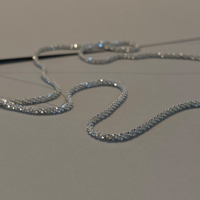 Sterling Silver Sparkling Clavicle Chain Choker Necklace - Necklaces - Uniqistic.com