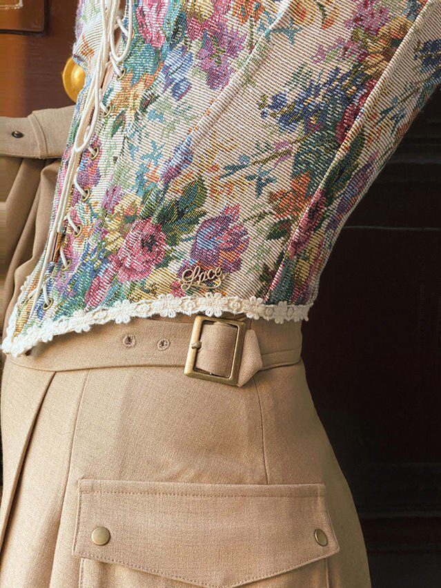 Vintage Print Halter Chic Bandage Floral Corset Shirt in Blouses & Shirts
