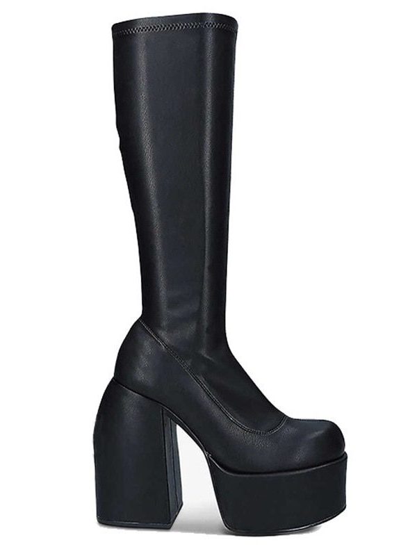 Punk style elastic microfiber platform long knee high boots - Women's Boots - Uniqistic.com