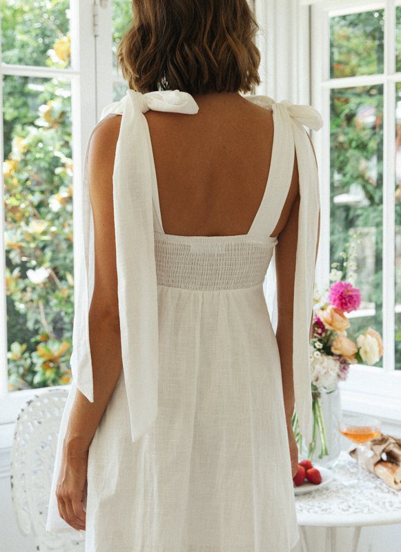 Shoulder Lace-up Slimming Solid Color Short Dress - Dresses - Uniqistic.com