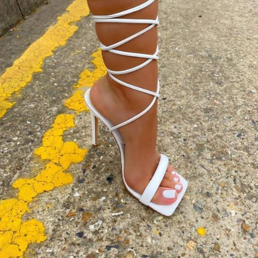 Snake Print Leather High Heel Summer in Women's Sandals